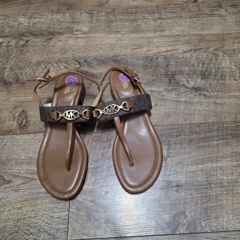 Michael Kors Brown Leather Women Size 8.5 Sandals